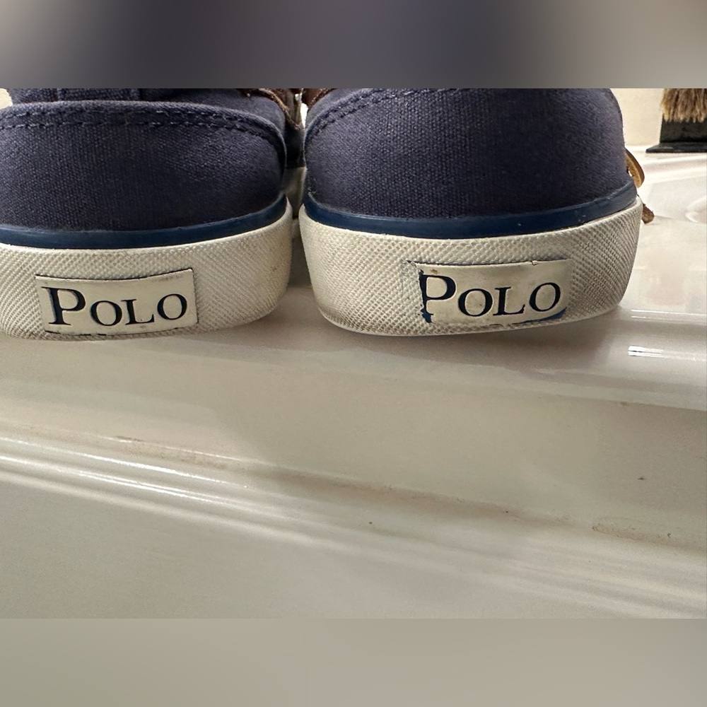 RALPH LAUREN POLO RYLANDER BOAT SHOES, NAVY BLUE, RUBBER SOLE, MEN'S US 11D - Picture 2 of 6